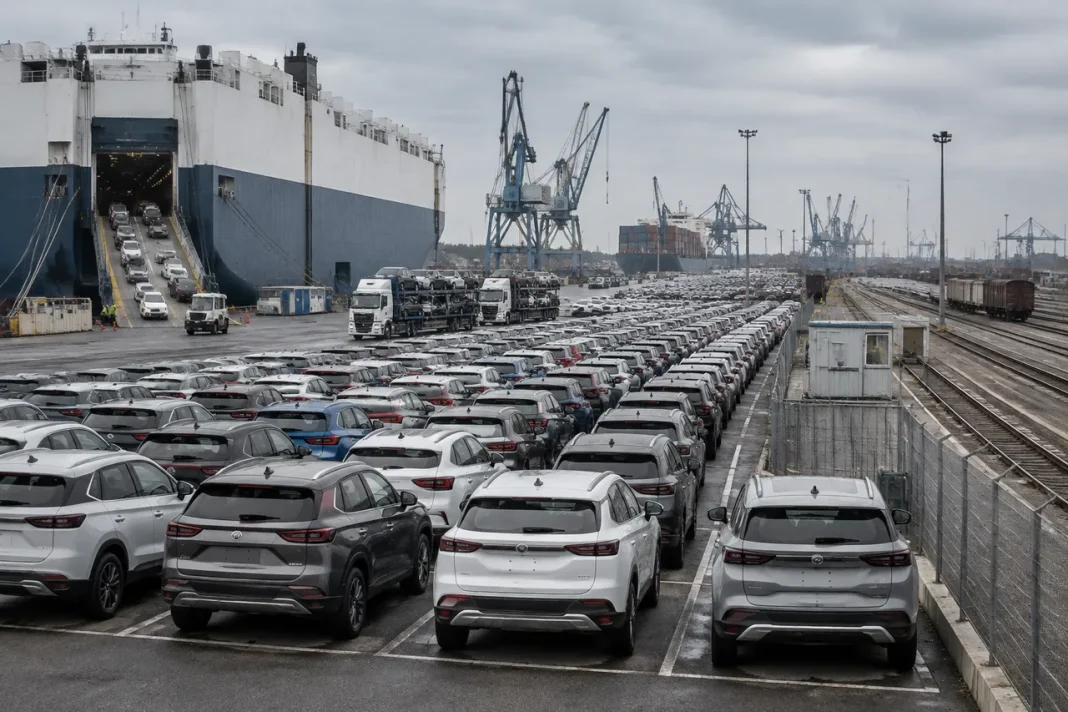 Porturile europene se umplu cu mașini chinezești nevândute. UBS estimează o cotă de 20% Porturile europene se umplu cu mașini chinezești nevândute. UBS estimează o cotă de 20%